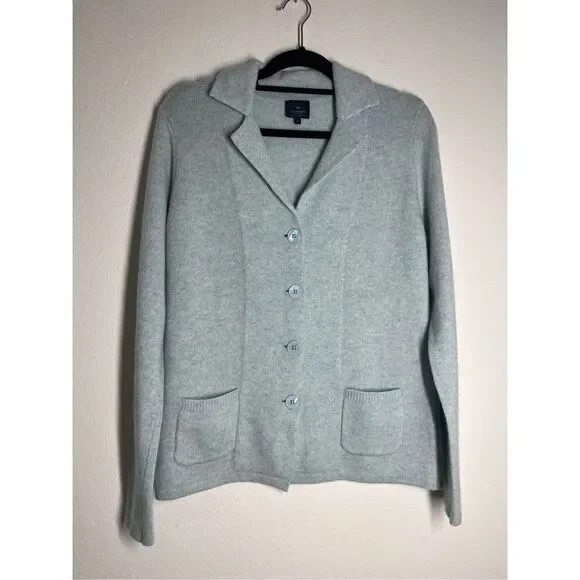 CASHMERE COLLECTION Knit Cardigan Women's Size XL Button Long Sleeve Light Blue - Picture 1 of 11